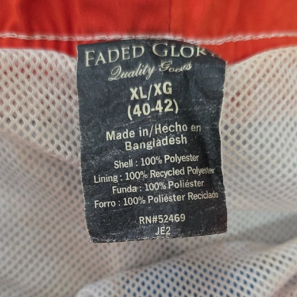 Faded Glory Men's Blue Floral Board Shorts Swim Trunks XL (40-42) Beach Surf